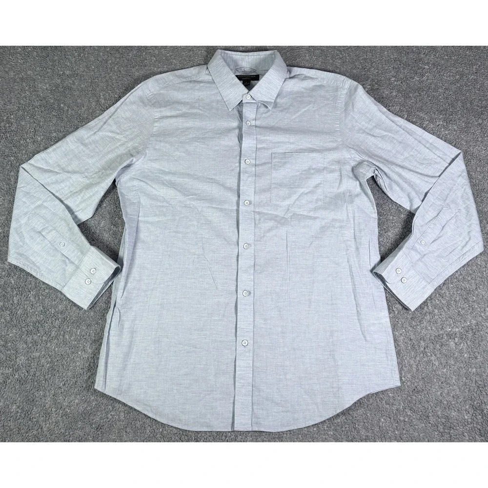 Banana Republic Men's Large Button Up Standard Fit Shirt British Blue Heather